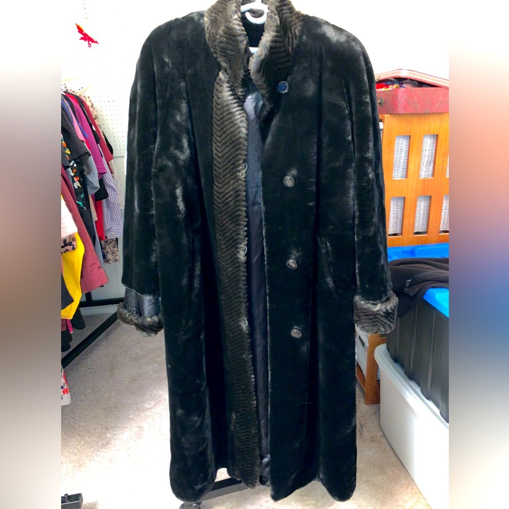 Vintage Lindor long faux fur coat.